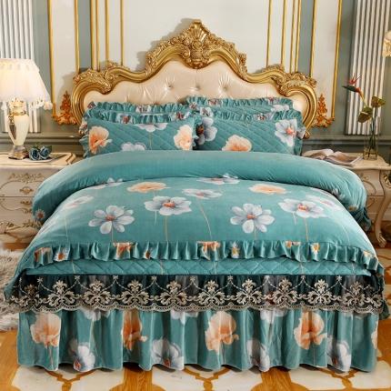 91家纺网 家纺一手货源 找家纺 （总）宜凡家纺 2021新款夹棉水晶绒床裙四件套