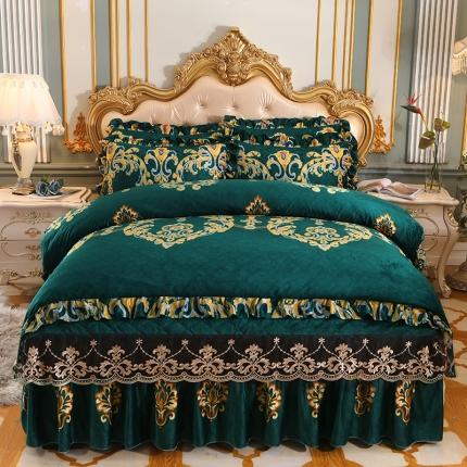 91家纺网 家纺一手货源 找家纺 （总）宜凡家纺 2021新款夹棉水晶绒床裙四件套