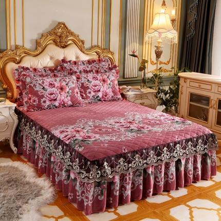 91家纺网 家纺一手货源 找家纺 （总）宜凡家纺 2021新款夹棉水晶绒单品床裙