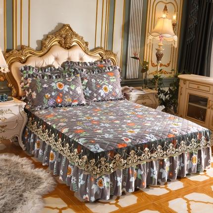 91家纺网 家纺一手货源 找家纺 （总）宜凡家纺 2021新款夹棉水晶绒单品床裙