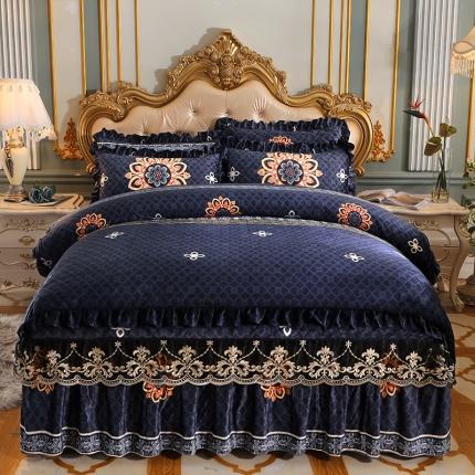 91家纺网 家纺一手货源 找家纺 宜凡家纺 2021新款夹棉水晶绒床裙四件套 洛里