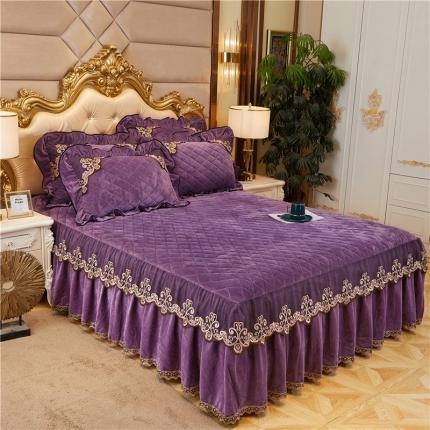 星尚2020新款宝宝绒夹棉单床裙水晶绒法莱绒婴儿绒 暖紫