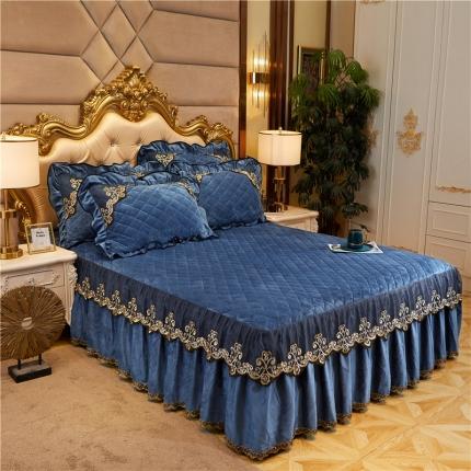 星尚2020新款宝宝绒夹棉单床裙水晶绒法莱绒婴儿绒 蔚蓝