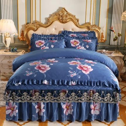 91家纺网 家纺一手货源 找家纺 宜凡家纺 2021新款夹棉水晶绒床裙四件套 回忆