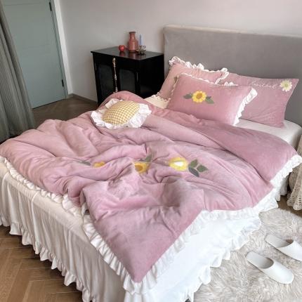 （总）北纬27度 2020新款仙女公主风高克重牛奶绒四件套