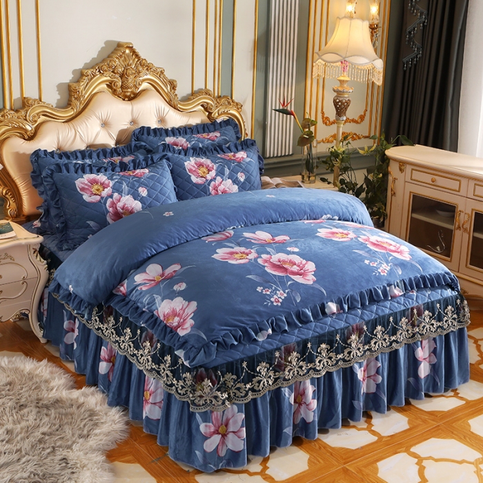 91家纺网 家纺一手货源 找家纺 宜凡家纺 2021新款夹棉水晶绒床裙四件套 回忆