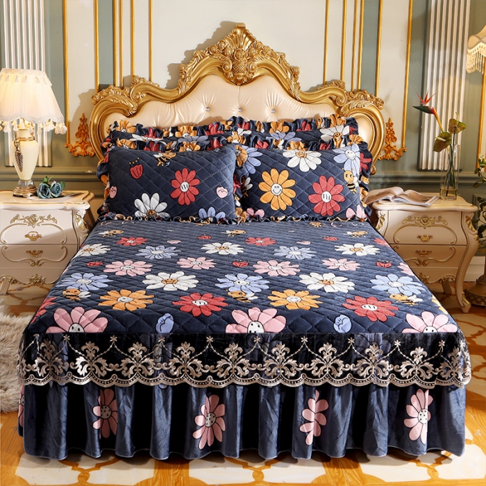 91家纺网 家纺一手货源 找家纺 宜凡家纺 2021新款夹棉水晶绒床裙四件套 童话