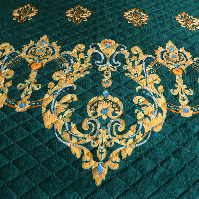 91家纺网 家纺一手货源 找家纺 宜凡家纺 2021新款夹棉水晶绒单品床裙　雅典娜