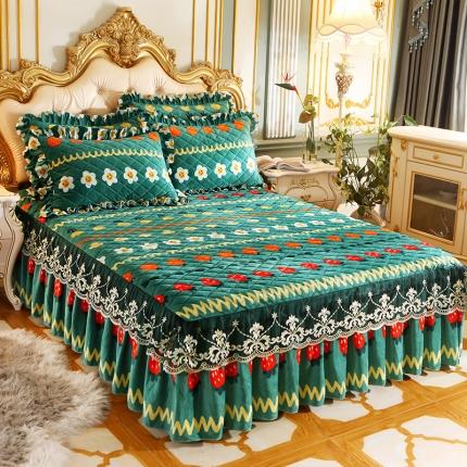 宜凡家纺 2021新款夹棉水晶绒单品床裙　水果派