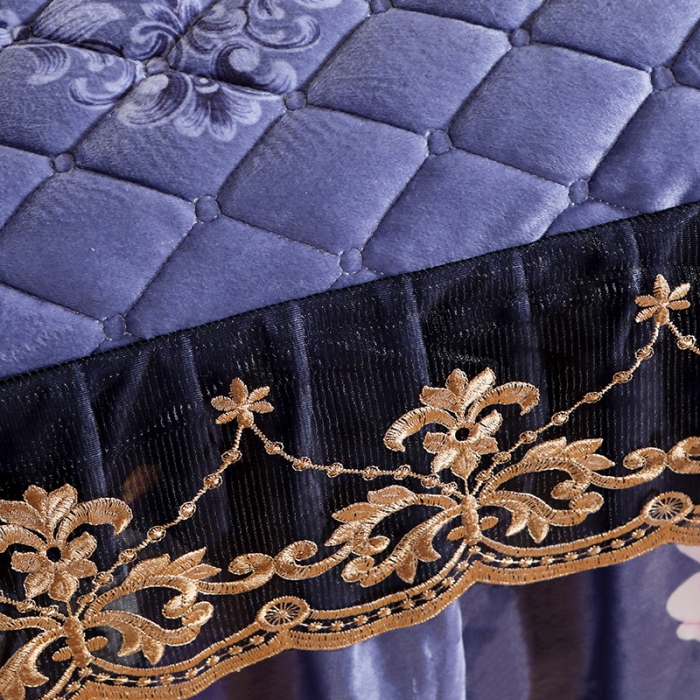 91家纺网 家纺一手货源 找家纺 宜凡家纺 2021新款夹棉水晶绒单品床裙　诗情画意