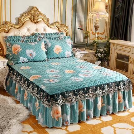 宜凡家纺 2021新款夹棉水晶绒单品床裙　情书