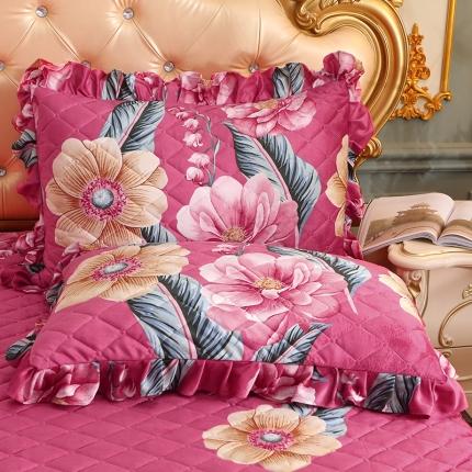 91家纺网 家纺一手货源 找家纺 宜凡家纺 2021新款夹棉水晶绒枕套一对 花花世界