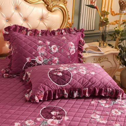 91家纺网 家纺一手货源 找家纺 宜凡家纺 2021新款夹棉水晶绒枕套一对 粉黛