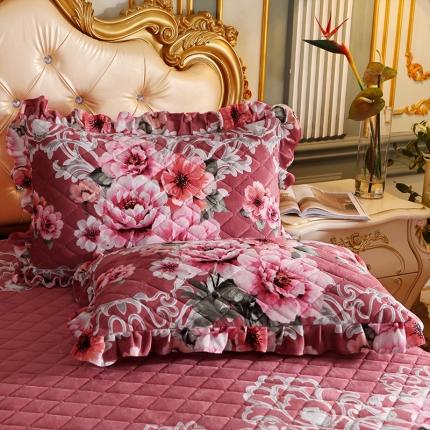 91家纺网 家纺一手货源 找家纺 宜凡家纺 2021新款夹棉水晶绒枕套一对 陌上繁花