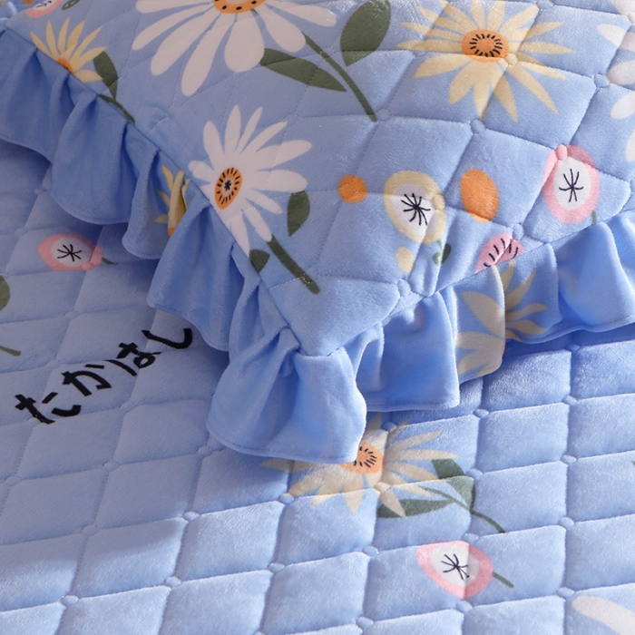 91家纺网 家纺一手货源 找家纺 宜凡家纺 2021新款夹棉水晶绒枕套一对 花语