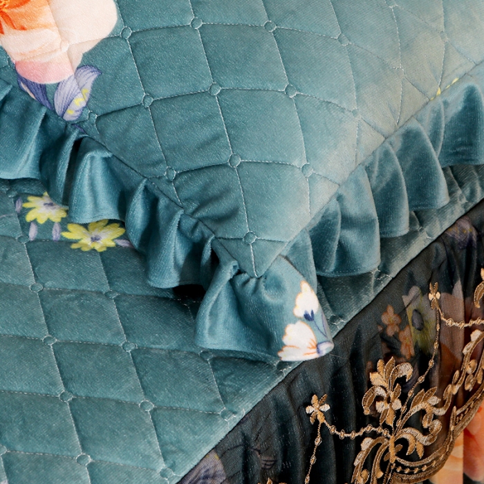 91家纺网 家纺一手货源 找家纺 宜凡家纺 2021新款夹棉水晶绒枕套一对 花漾甜心