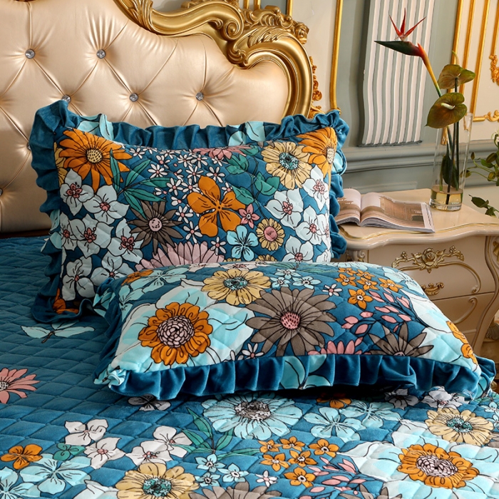 91家纺网 家纺一手货源 找家纺 宜凡家纺 2021新款夹棉水晶绒枕套一对 小资情调