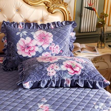 宜凡家纺 2021新款夹棉水晶绒枕套一对 诗情画意