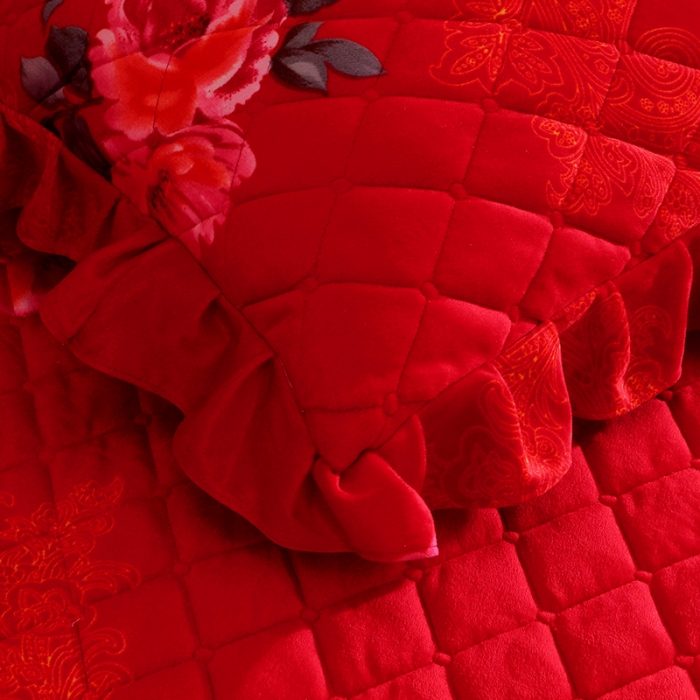 91家纺网 家纺一手货源 找家纺 宜凡家纺 2021新款夹棉水晶绒枕套一对 盛世风化