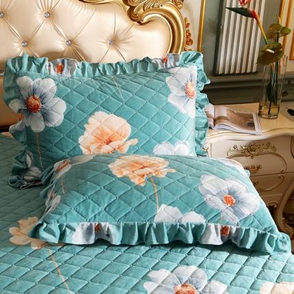 宜凡家纺 2021新款夹棉水晶绒枕套一对 情书