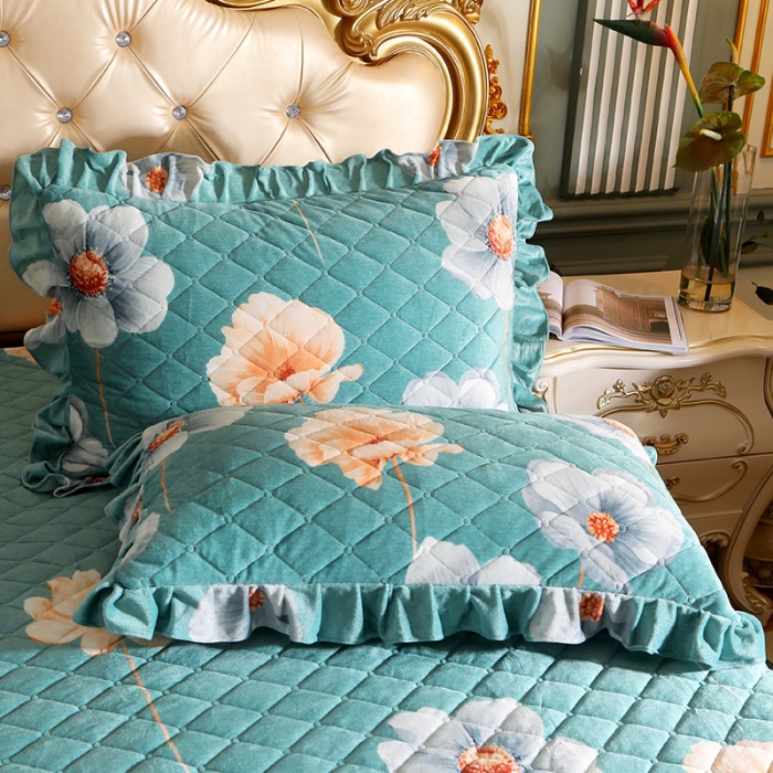 91家纺网 家纺一手货源 找家纺 宜凡家纺 2021新款夹棉水晶绒枕套一对 情书