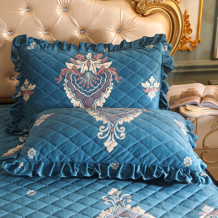 91家纺网 家纺一手货源 找家纺 宜凡家纺 2021新款夹棉水晶绒枕套一对 欧若拉