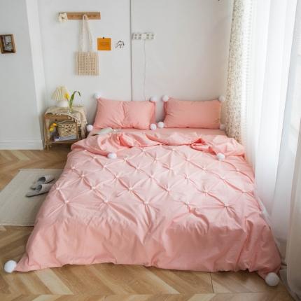 91家纺网 家纺一手货源 找家纺 漫调 2020新款全棉水洗棉波点毛巾绣四件套 花漾粉