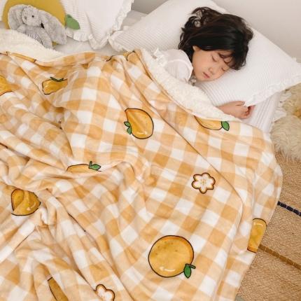 91家纺网 家纺一手货源 找家纺 川悦生活2020新款羊羔绒毯子卡通亲肤牛奶绒毛毯格子橘语