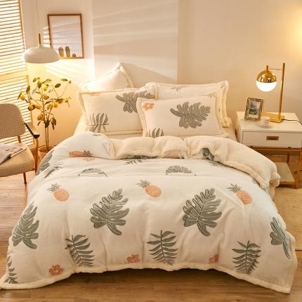 91家纺网 家纺一手货源 找家纺 网客 2024新款雪花绒多功能被套毯 海岛风情