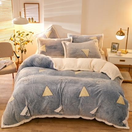 91家纺网 家纺一手货源 找家纺 网客 2024新款雪花绒多功能被套毯 几何空间