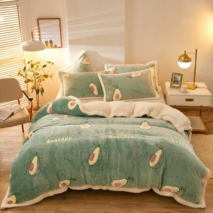 91家纺网 家纺一手货源 找家纺 网客 2024新款雪花绒多功能被套毯 牛油果