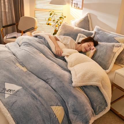 网客 2024新款雪花绒多功能被套毯 几何空间