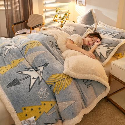 网客 2024新款雪花绒多功能被套毯 魅蓝森林