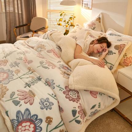 网客 2024新款雪花绒多功能被套毯 太阳花
