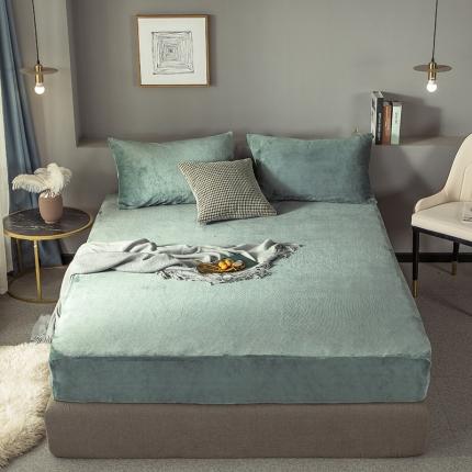 网客 2024新款牛奶绒床笠 烟雾蓝