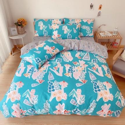 91家纺网 家纺一手货源 找家纺 眠屿 2020新款全棉40支13372四件套花枝俏