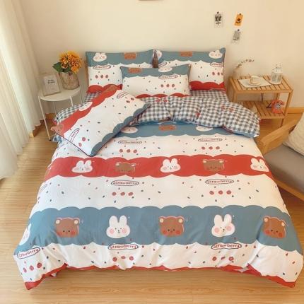 91家纺网 家纺一手货源 找家纺 眠屿 2020新款全棉40支13372四件套萌熊伙伴