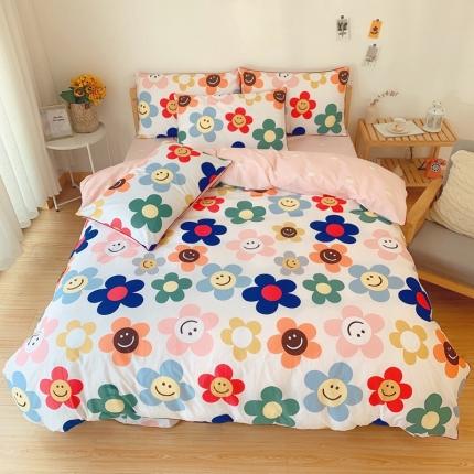 91家纺网 家纺一手货源 找家纺 眠屿 2020新款全棉40支13372四件套太阳花笑