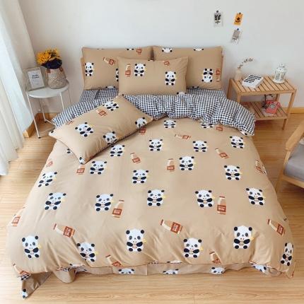 91家纺网 家纺一手货源 找家纺 眠屿 2020新款全棉40支13372四件套 巧克力牛奶