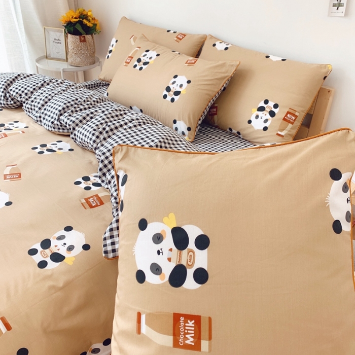 91家纺网 家纺一手货源 找家纺 眠屿 2020新款全棉40支13372四件套 巧克力牛奶