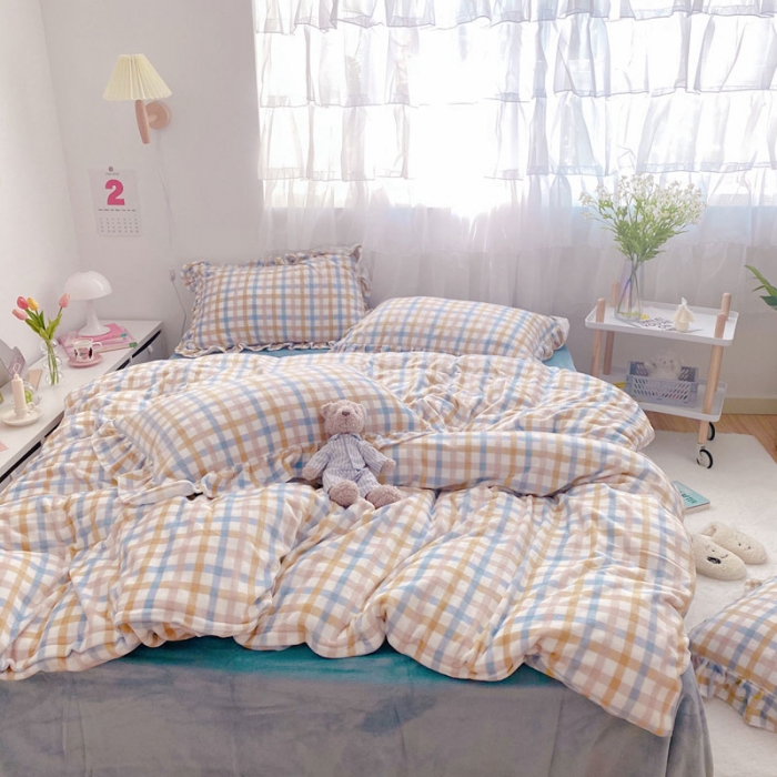 91家纺网 家纺一手货源 找家纺 2021牛奶绒四件套（马卡龙格蓝）