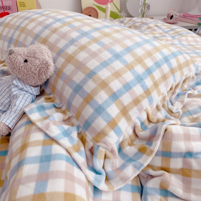 91家纺网 家纺一手货源 找家纺 2021牛奶绒四件套（马卡龙格蓝）