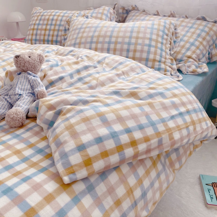 91家纺网 家纺一手货源 找家纺 2021牛奶绒四件套（马卡龙格蓝）