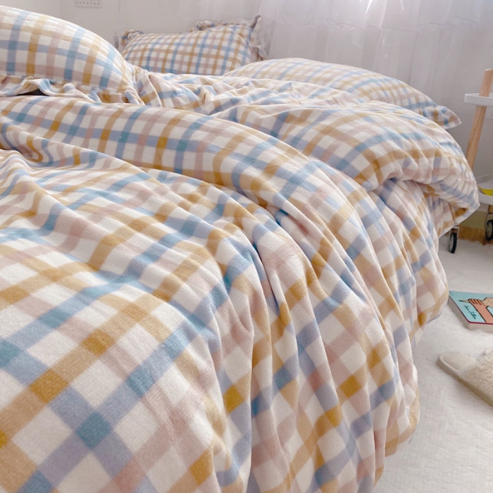 91家纺网 家纺一手货源 找家纺 2021牛奶绒四件套（马卡龙格蓝）