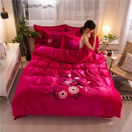 91家纺网 家纺一手货源 找家纺 （总）金米诺2020新款水晶绒刺绣牛奶绒宝宝绒四件套