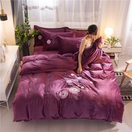 91家纺网 家纺一手货源 找家纺 （总）金米诺2020新款水晶绒刺绣牛奶绒宝宝绒四件套