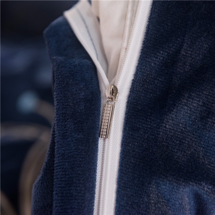 91家纺网 家纺一手货源 找家纺 金米诺2020新款水晶绒刺绣牛奶绒宝宝绒四件套 情语飞扬-宝蓝