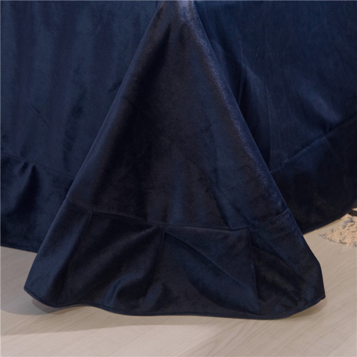 91家纺网 家纺一手货源 找家纺 金米诺2020新款水晶绒刺绣牛奶绒宝宝绒四件套 情语飞扬-宝蓝