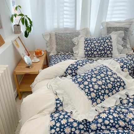 91家纺网 家纺一手货源 找家纺 （总）婳庭 2020新款小碎花蕾丝边水洗棉印花四件套