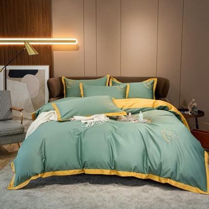 91家纺网 家纺一手货源 找家纺 （总）爱缦2020新款100S长绒棉澳棉刺绣简系列四件套